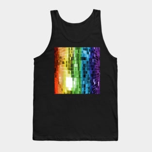 Rainbow Mirrored Disco Ball Pattern Tank Top